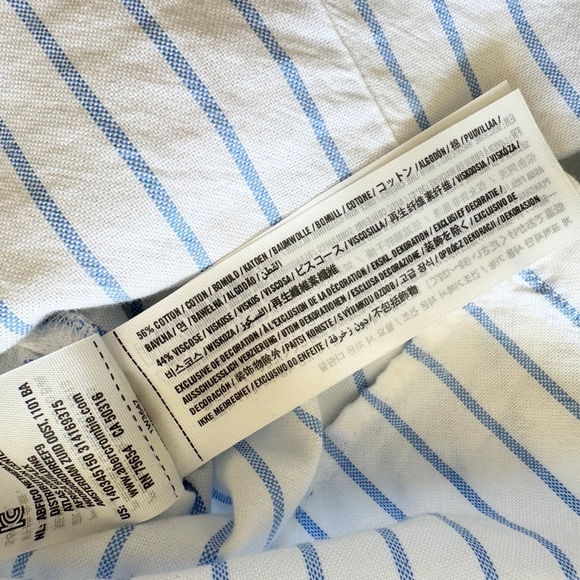 Vintage Y2K Abercrombie & Fitch Striped Linen Button Up Shirt - White/Blue - S - Picture 14 of 14